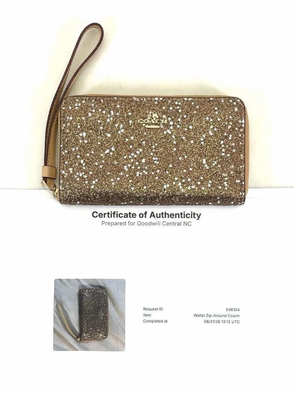 Coach Gold Glitter Star Wristlet Pouch